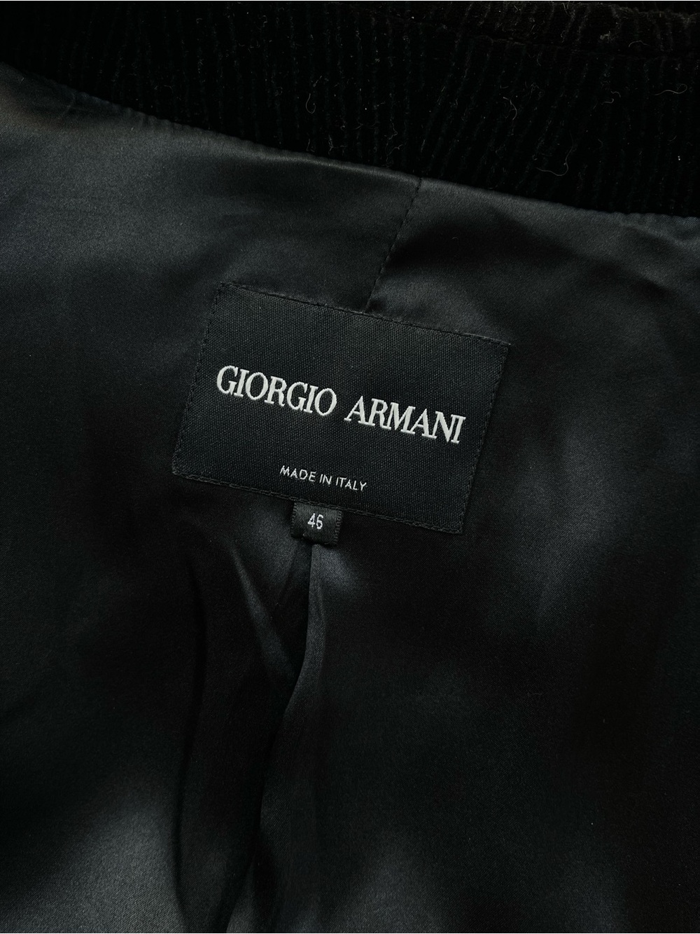 Giorgio Armani Black Corduroy Longline Blazer Silk Blend Silk Lined It 46 — image 5 of 8